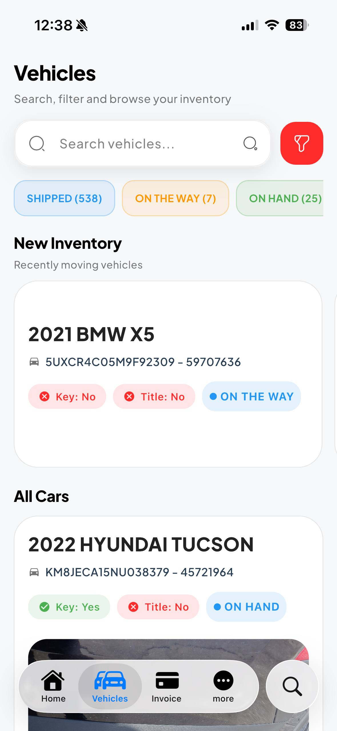 MKL Shipping finance screen